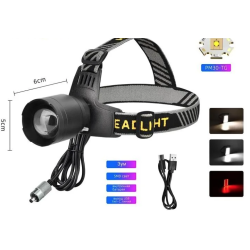 Lanterna frontala LED YM T102 cu zoom profesionala lumina alba/rosie si incarcare USB