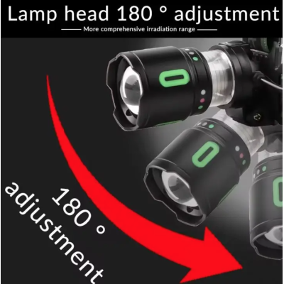  Lanterna frontala LED reincarcabila COBA CB 8117 3 cu trei acumulatori LED COB lateral si power bank