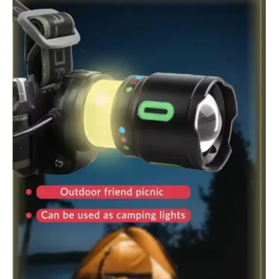  Lanterna frontala LED reincarcabila COBA CB 8117 3 cu trei acumulatori LED COB lateral si power bank