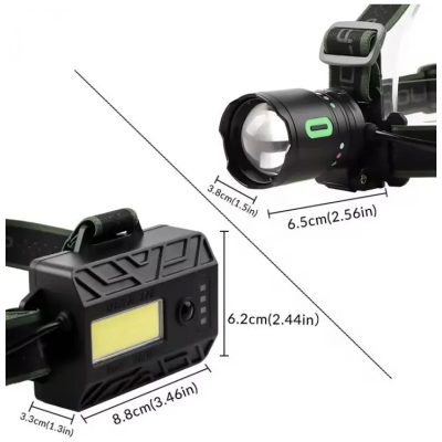  Lanterna frontala LED reincarcabila COBA CB 8117 3 cu trei acumulatori LED COB lateral si power bank