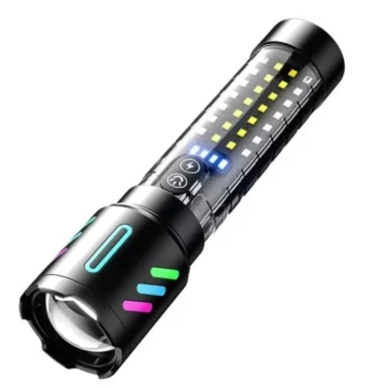 Lanterna Profesionala LED CB 519B cu incarcare type C de 20cm pentru drumetii 500m