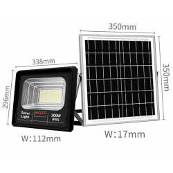 Proiector Solar Jortan 300W IP66 cu Indicator batarie si telecomanda 6500k