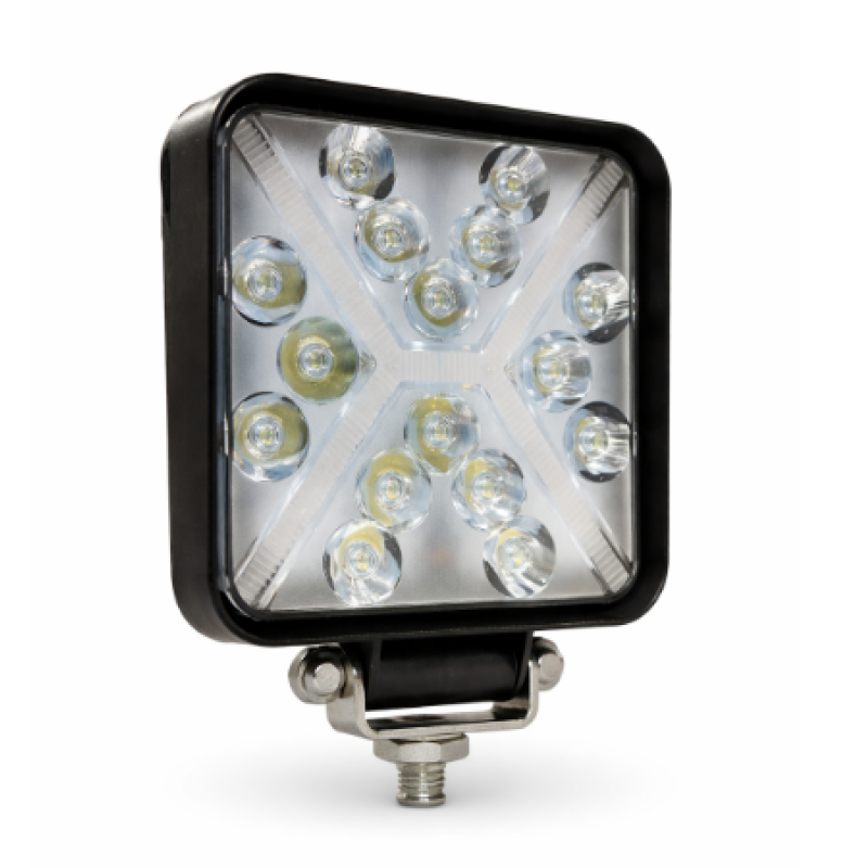 Proiector LED auto compact 48W alb + galben flash 16 LED 12/24V PATRAT