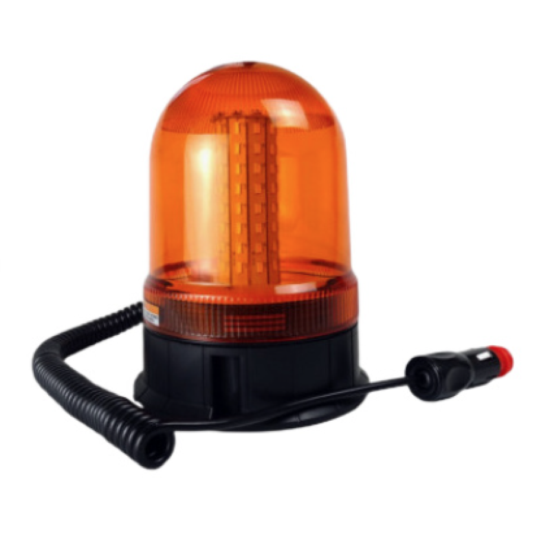 Girofar LED Galben 12 24V cu 80 LED baza magnetica mufa bricheta lampa avertizare Camion/Utilaje