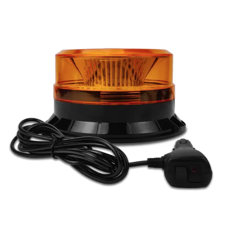 Girofar led efect de roatie 12v 24v cu magnet si mufa de bricheta lumina galbena