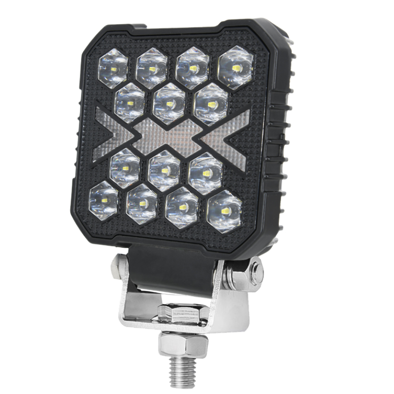 Proiector auto 14 LED Patrat 4inch alb si galben 12/24V IP67 cu sageti 26W