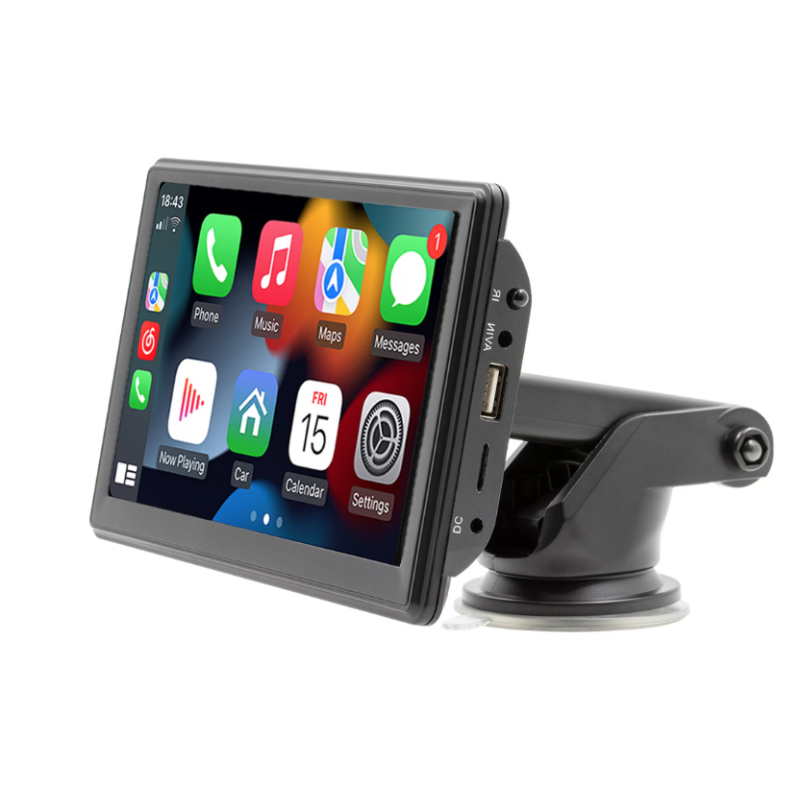 Navigatie 7inch Ecran Auto Portabil cu wireless CarPlay si android auto bluetooth FM transmitator intrare camera Marsarier 12V