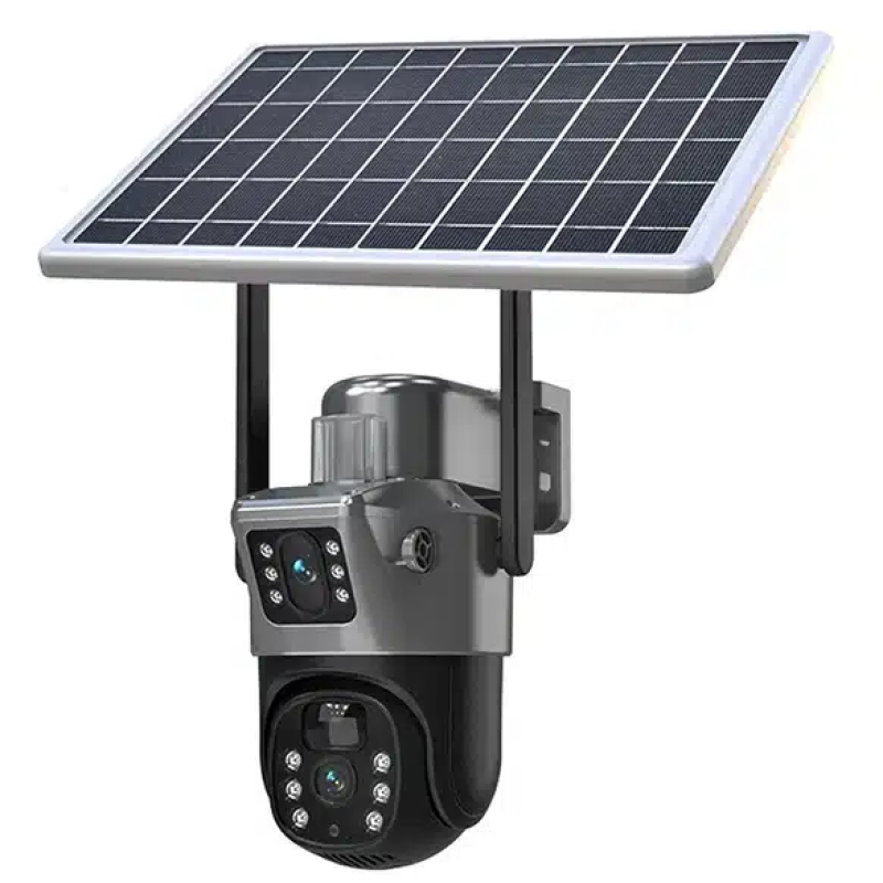 Camera de supraveghere video dubla 4G rezolutie 8MP 4K cu Panou Solar inclus GRI 12 LED