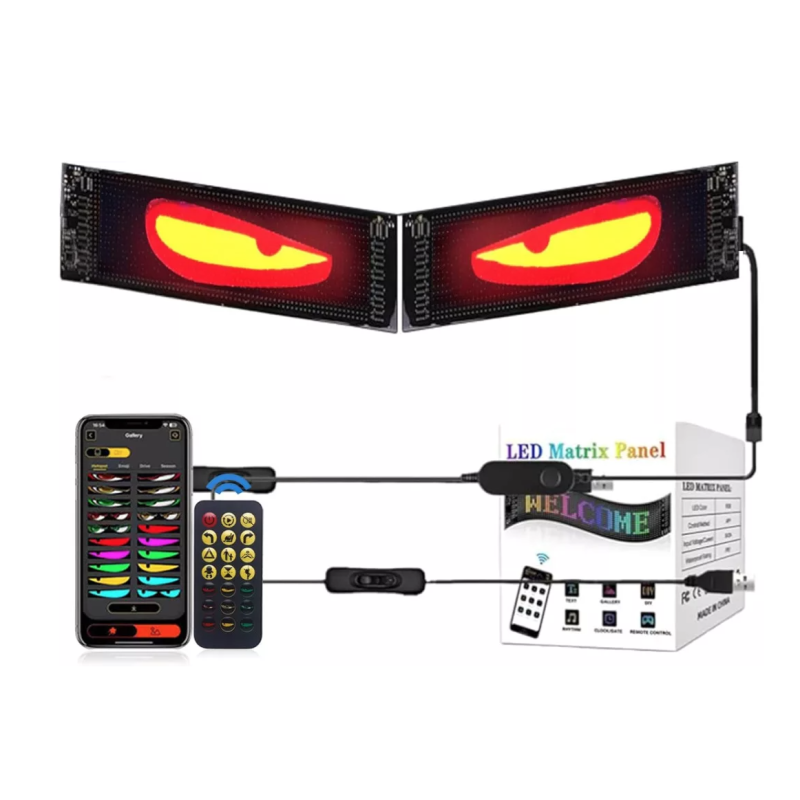 Panou LED RGB Auto 80x2 cm Flexibil Control Bluetooth prin Aplicatie + Telecomanda