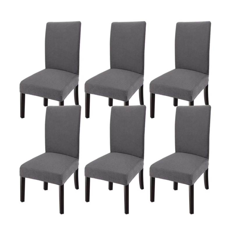 Set 6 huse pentru scaun cu centura elastica GRI INCHIS