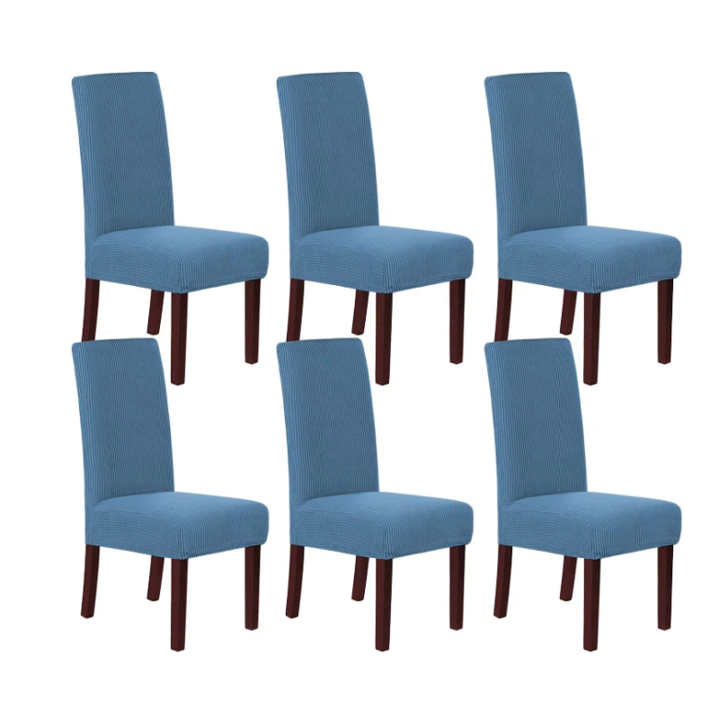 Set 6 huse pentru scaun cu centura elastica ALBASTRU DESCHIS