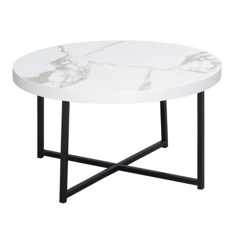 Masuta de cafea rotunda MDF/Metal 80x45 cm Alb