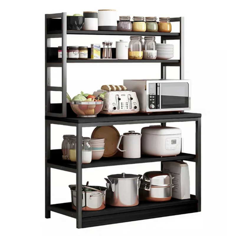 Etajera multifunctionala pentru bucatarie 120x35x158 cm NEAGRA