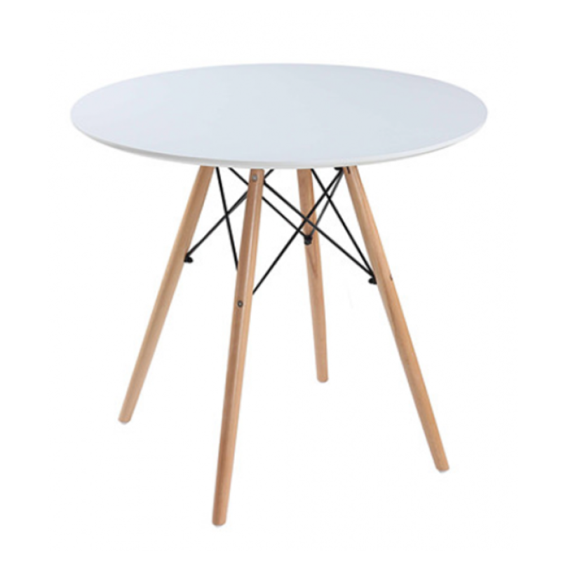 Masa bucatarie moderna rotunda alba blat MDF 90cm