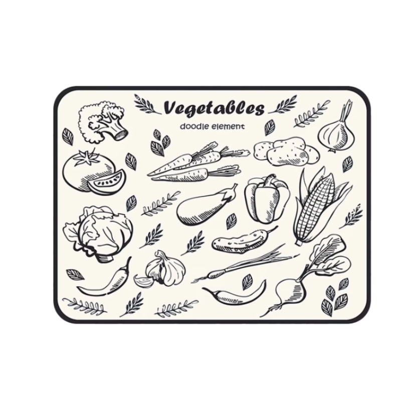 Covoras tip Scurgator vase 40x30cm alb cu model fund antiderapant pentru bucatarie