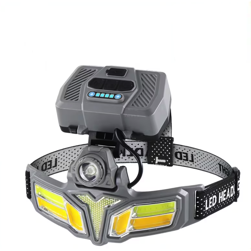 Lanterna frontala LED cu acumulatori reincarcabili si incarcare solara 11 moduri iluminare 2400mAh