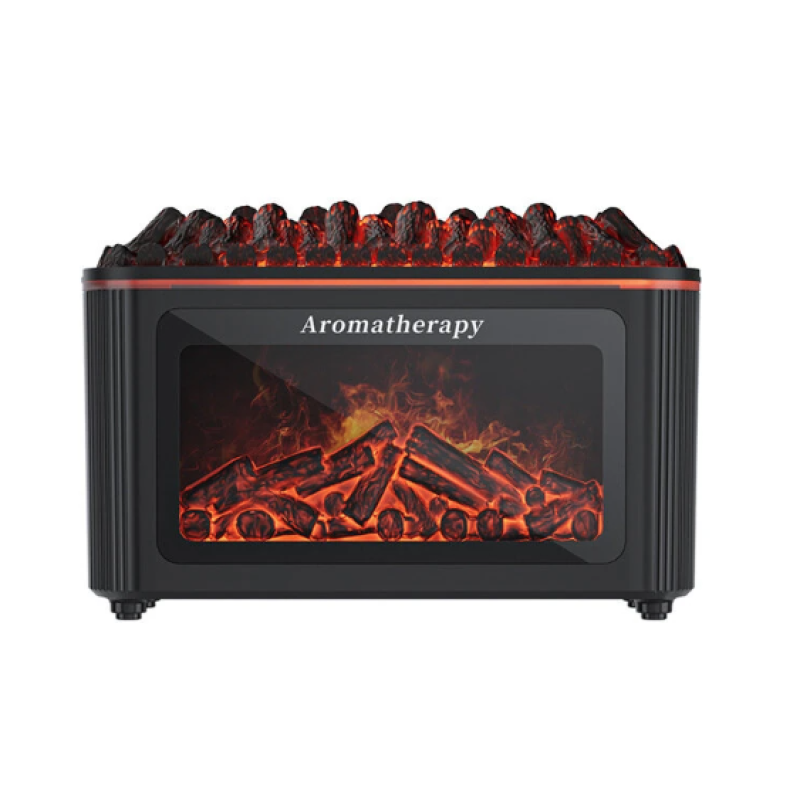 Umidificator cu design semineu si iluminare ambientala NEGRU