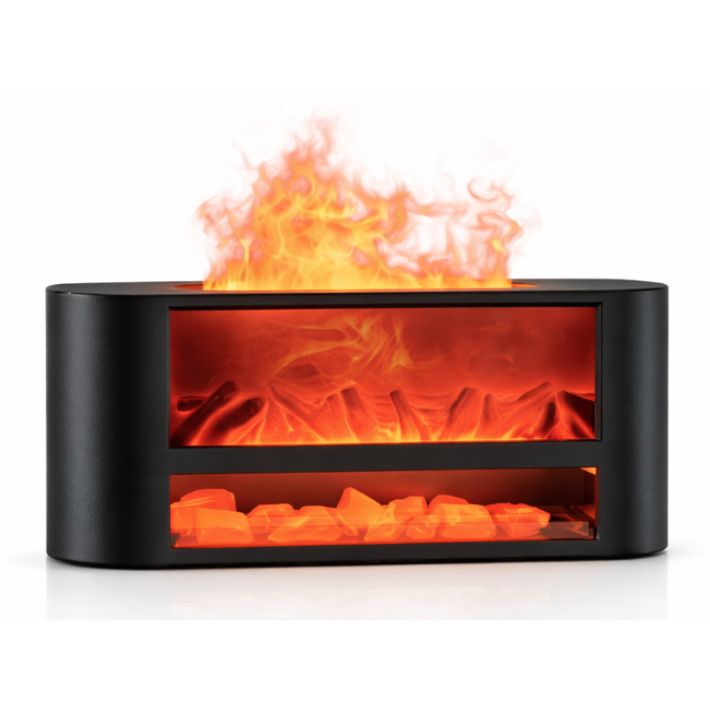 Umidificator cu efect de semineu LED si aromaterapie design modern iluminare ambientala 2 nivele