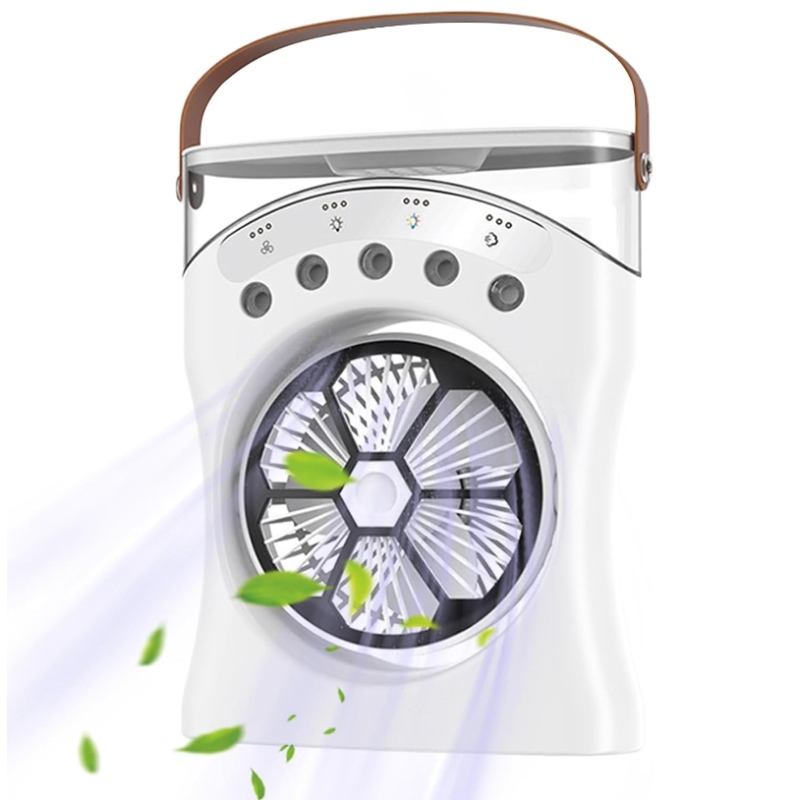 Ventilator portabil cu racire si purificare aer USB cu maner compact silentios si multifunctional