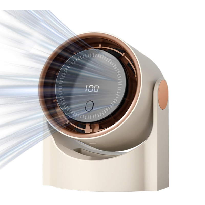 Mini Ventilator smart cu display digital si flux de aer puternic de birou compact reglabil si silentios