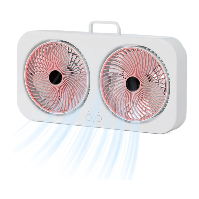 Ventilator dublu portabil USB cu 2 capete flux de aer puternic silentios cu maner