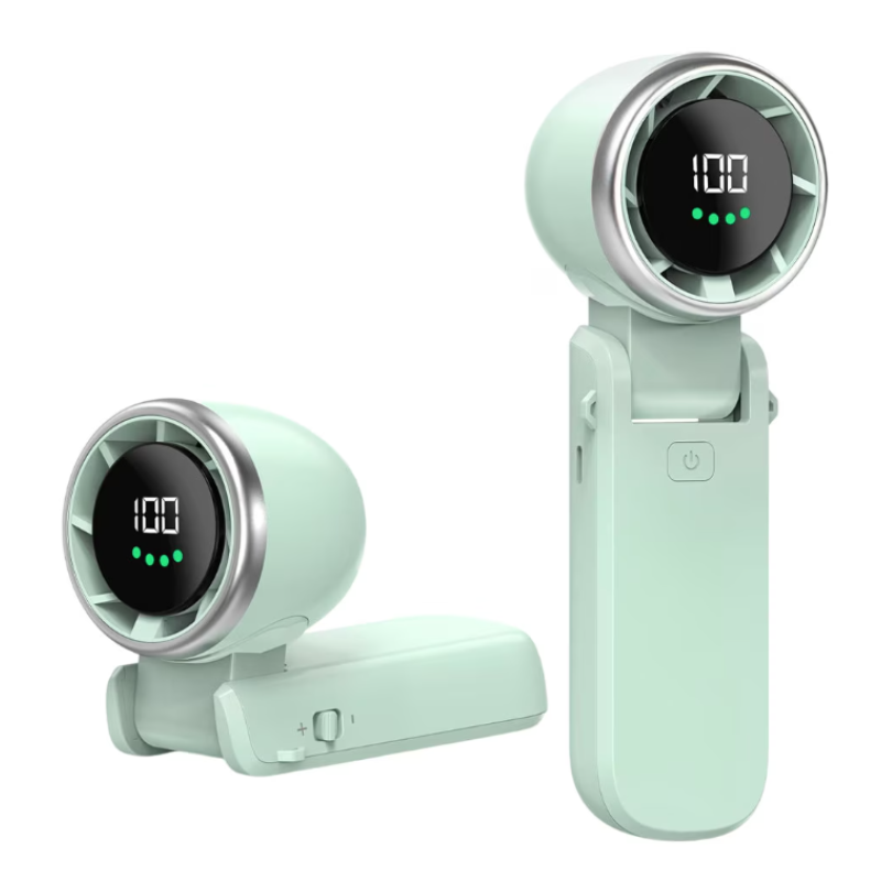 Mini Ventilator premium 6 trepte de viteza cu display LED portabil alimentare Type C VERDE