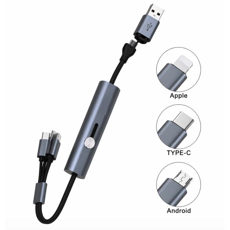 Cablu de incarcare si transfer de date Andowl 6 in 1 cu cablu Micro iOS TypeC incorporat Q SJ11
