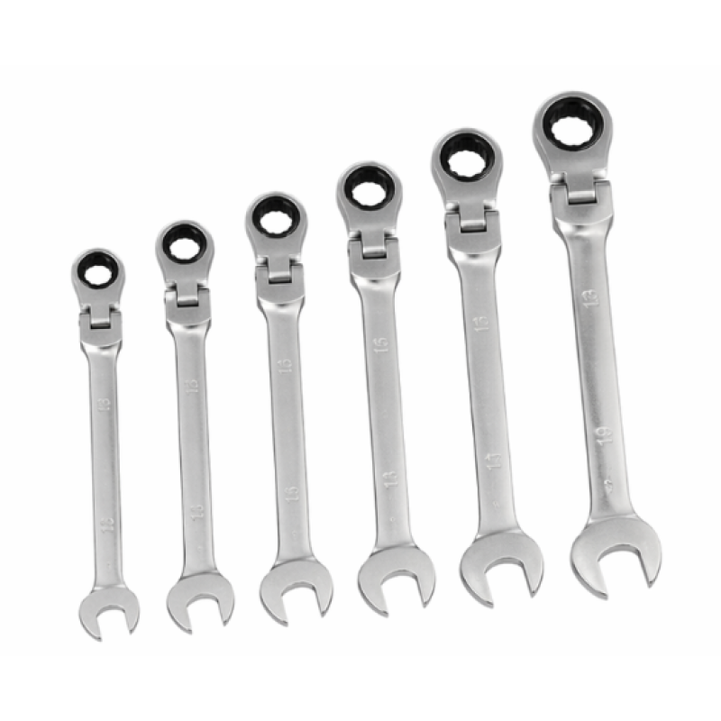 Set chei fixe cu clichet si cap flexibil DISEN TOOLS 6 piese 10/19 mm otel