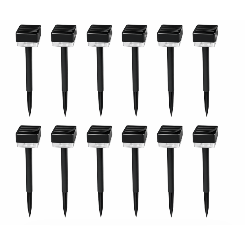 Set 12 Lampi solare LED pentru gradina Cap Patrat cu picior 30cm
