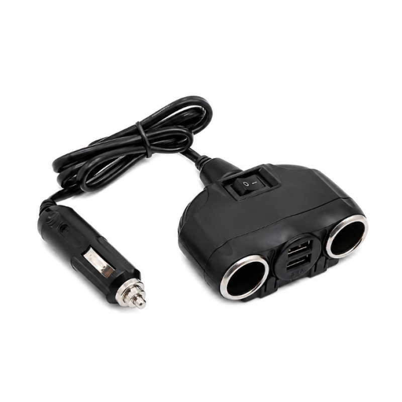 Splitter priza auto Andowl Q CA55 cu 2 mufe bricheta + 2xUSB 120W cu intrerupator 12V/24V