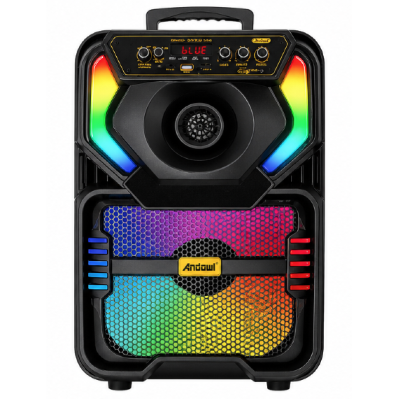 Boxa portabila Bluetooth Andowl Q YX808 de 8 inch RGB microfon inclus telecomanda karaoke bass puternic