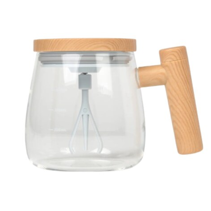 Cana pentru cafea cu mixer sticla/lemn capacitate 400 ml