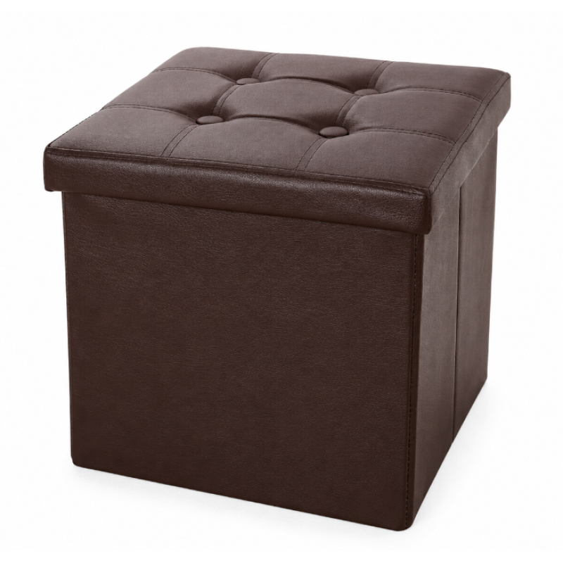 Cutie pliabila pentru depozitare tip taburet MARO cu model 38x35x30 cm PATRATA imitatie PIELE