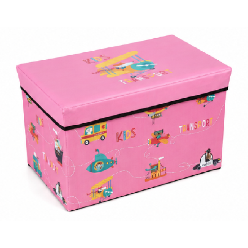 Cutie pliabila pentru depozitare tip taburet ROZ 48x31x31 cm cu desene dreptunghiulara