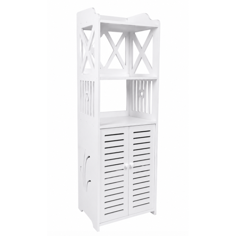 Dulap pentru baie modern raft depozitare PVC 4 sertare si 2 usi Alb 90x40x25 cm