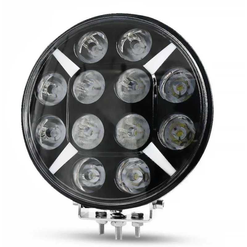 Proiector LED 9 inch Rotund 120W de 24000LM Alba + Galbena Pozitie si Stroboscop 12 24V