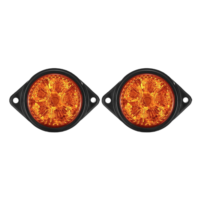 Set 2 mini Lampi LED Laterale Portocalii 12V 24V pentru camion remorca rulota si utilaje semnalizare si Gabarit