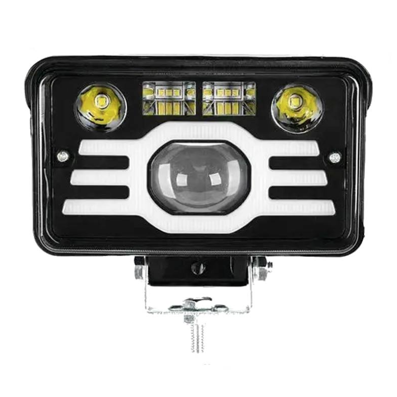 Proiector led auto dreptunghiular 4 INCH bicolor alb si galben pozitii si lupe 132W