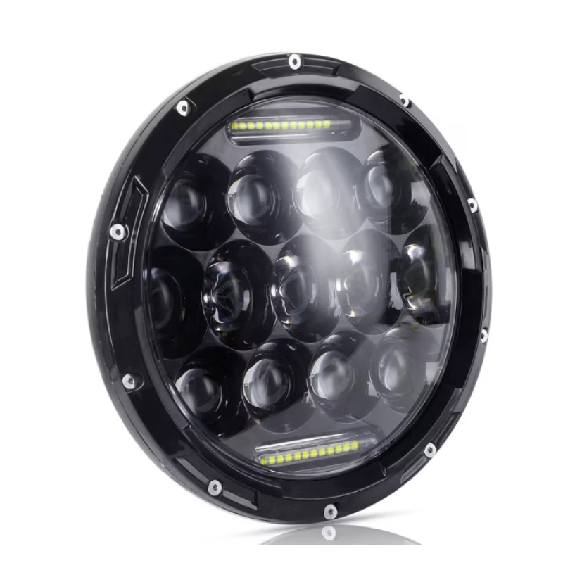 LED Far Universal 7 inch 18 cm 13 LED 12V 24V faruri scurte/lungi cu lumini de zi DRL alb 4000lm pentru ATV jeep, motocicleta camion etc