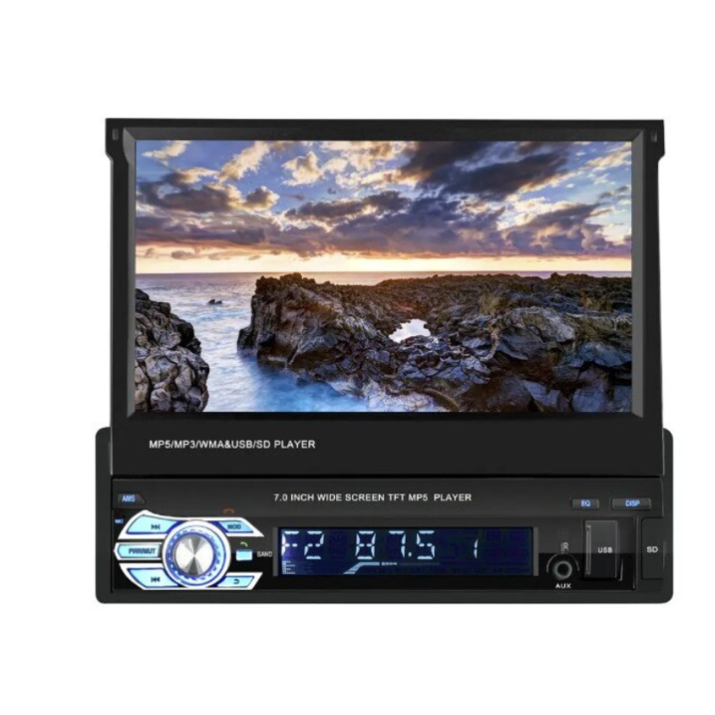 MP5 Navigatie Universala Android 7 inch Ecran Retractabil 1080P touchScreen bluetooth USB Card Aux Radio Comenzi Volan