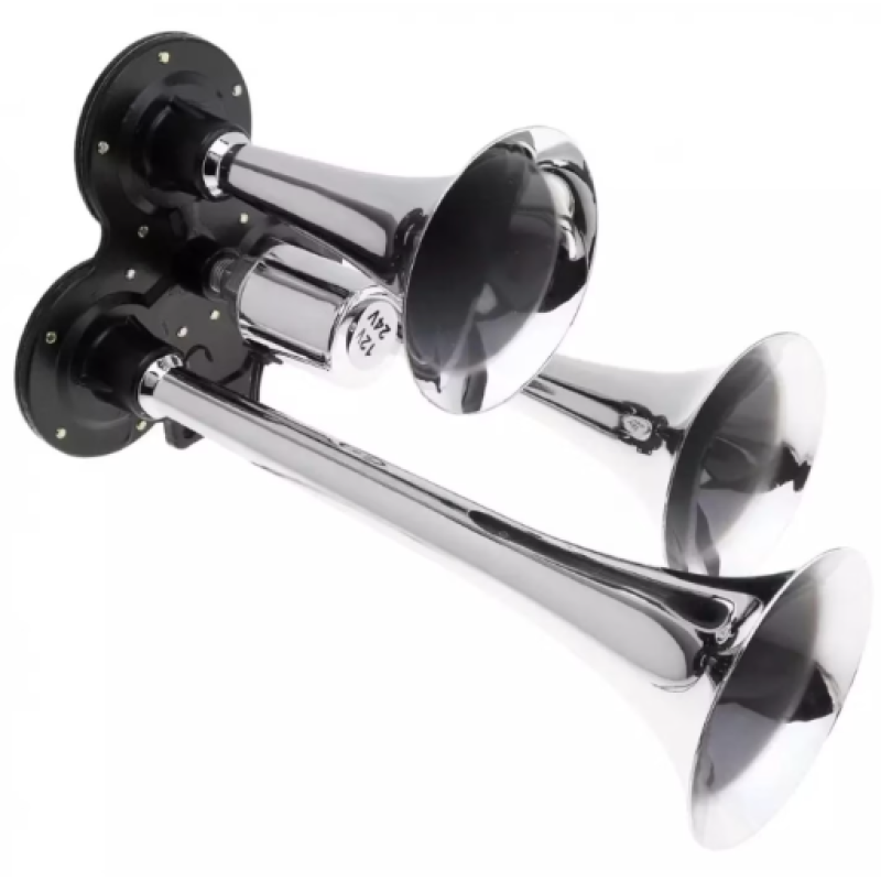 Claxon Auto Puternic 12V / 24V cu 3 Goarne Electrovalva Inclusa