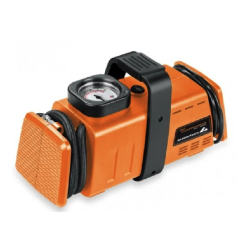 Set compresor ORANGE si 3 adaptoare pentru umflat mingi si saltele