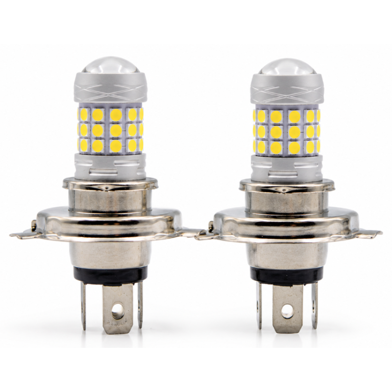 Set 2 becuri auto H4 cu 42 LED SMD 120W 6000k 12/80V doua faze lupa