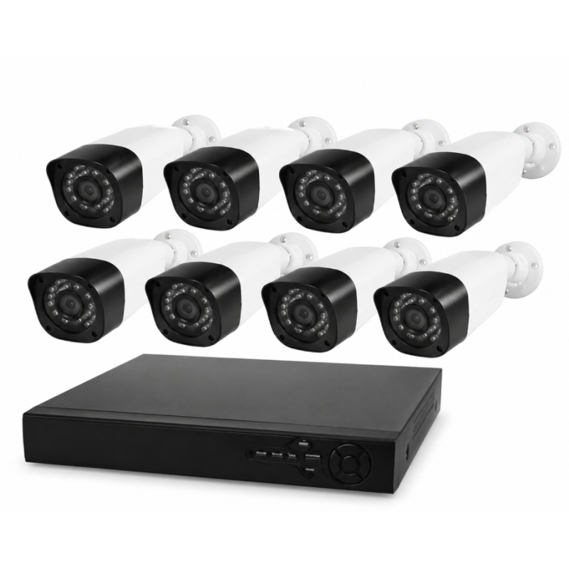 Sistem de supraveghere cu 8 camere exterior 1080P Kit AHD compresie video H.265