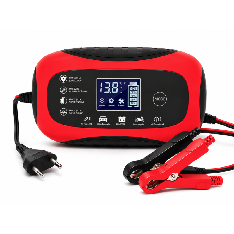 Incarcator baterie auto 12V 6A Rosu