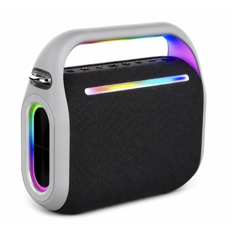 Boxa portabila bluetooth KP 8003 de 120W lumini RGB USB Card TF AUX Microfon