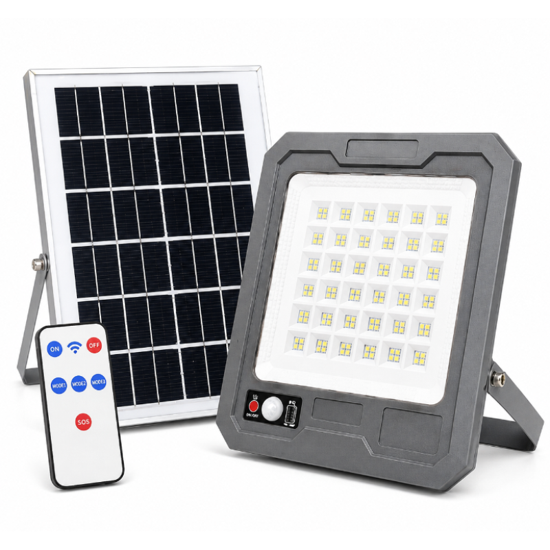 Proiector solar LED COBA CB T107 putere 1000W panou solar separat senzor de miscare telecomanda