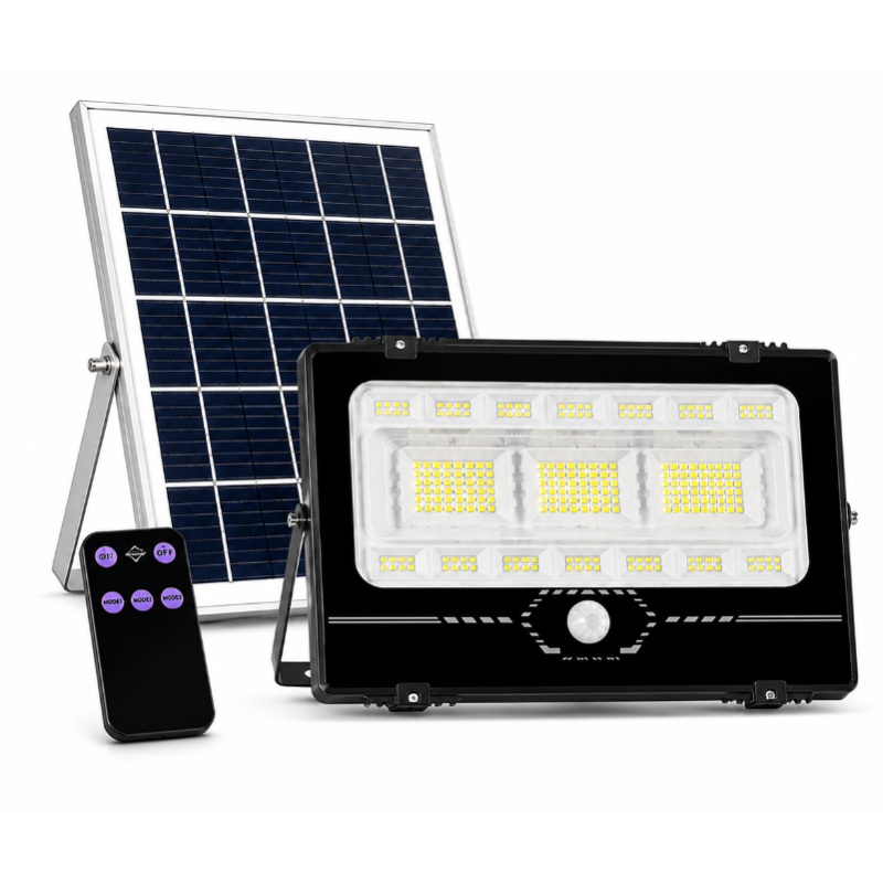 Proiector solar LED COBA CB T305 putere 200W panou solar separat senzor de miscare Telecomanda
