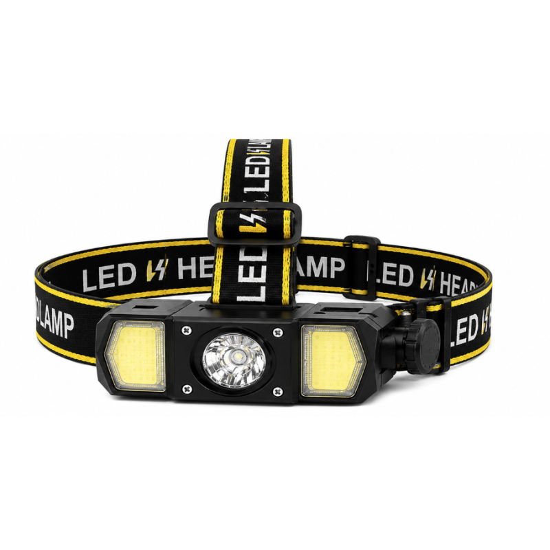 Lanterna de cap LED CB T146 reincarcabila USB Type C 3 moduri de Iluminare LED central + COB laterale