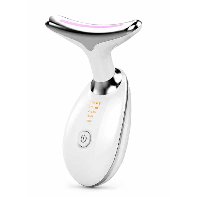 Aparat Facial cu Lumina LED 4 Culori Masaj si ingrijire Ten capat metalic 7 setari
